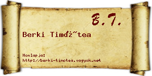Berki Timótea névjegykártya